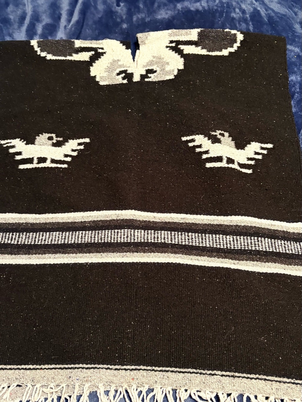 Men's Black and White Patterned Sweater Poncho